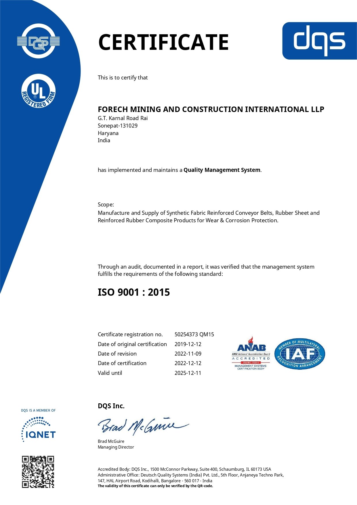 Scan of Qualitätsmanagement-Zertifikat-FMCI certificate